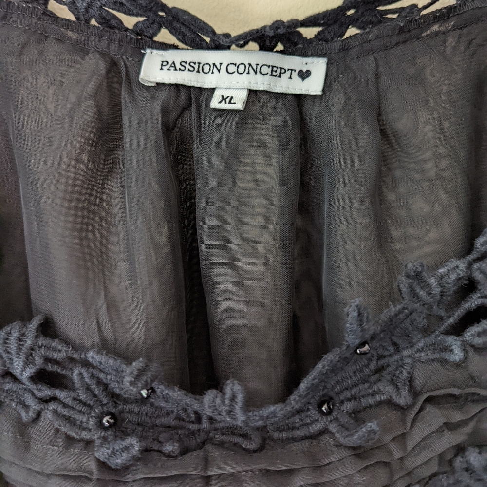 Passion concept women's elegant black shirt size XL - Picture 4 of 5